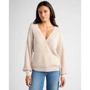 Gentle Fawn Camille Sweater Womens XL Beige V Neck Wrap Front Neutral